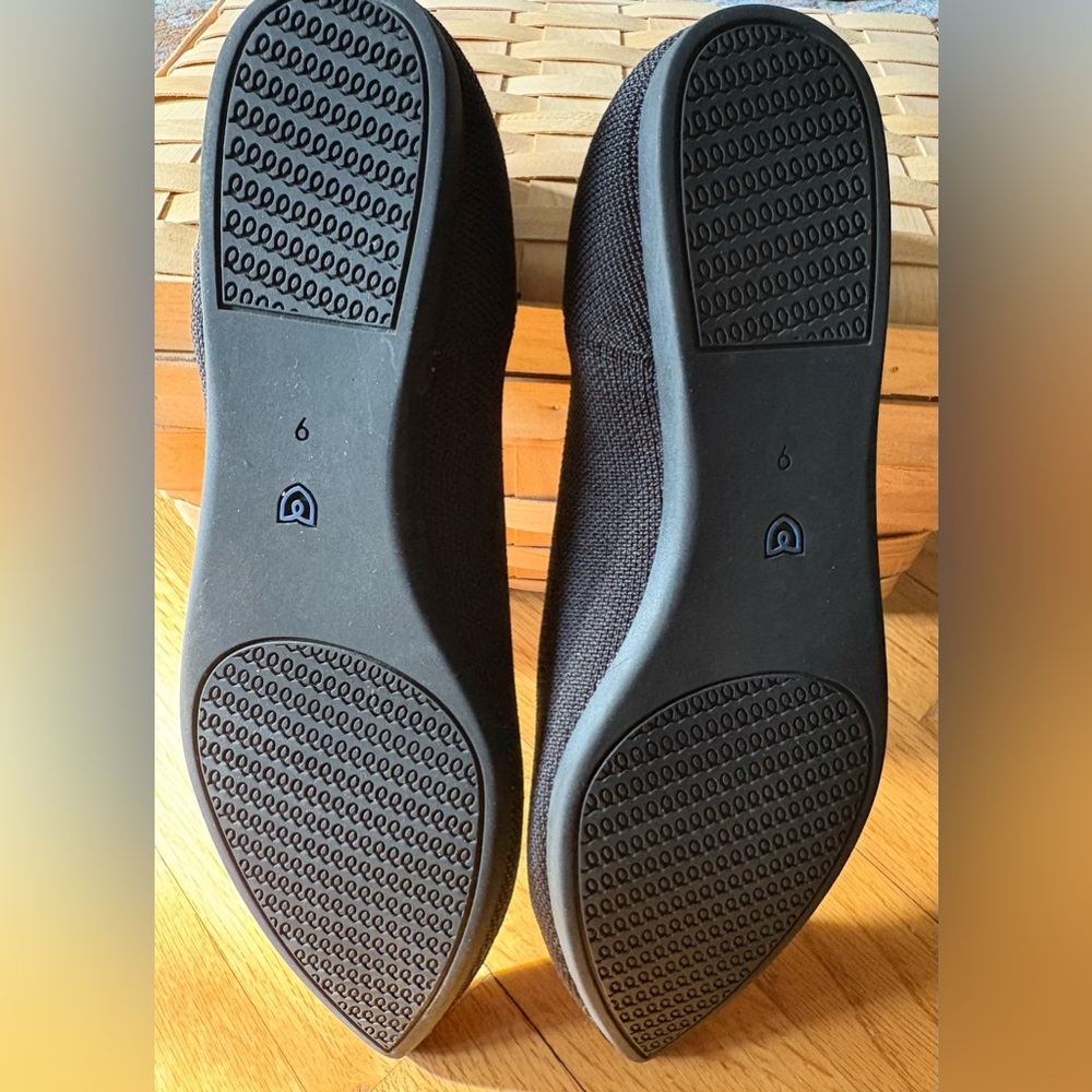Rothy's The Point II Pointed Flats in Black with Blue Trim - Picture 5 of 5